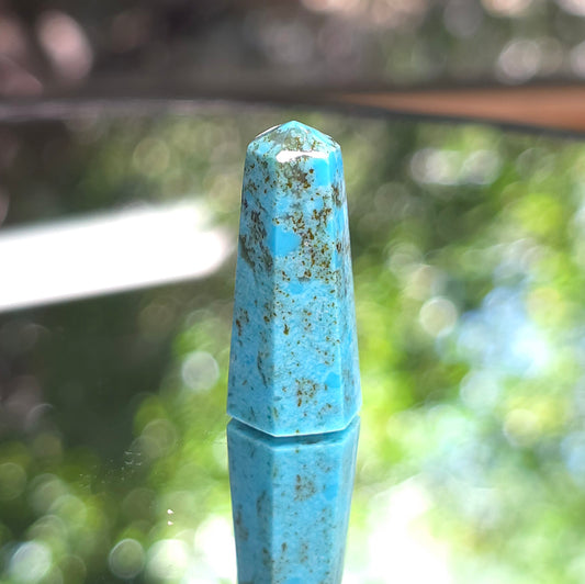 Stabilized Kingman Turquoise Faceted Point