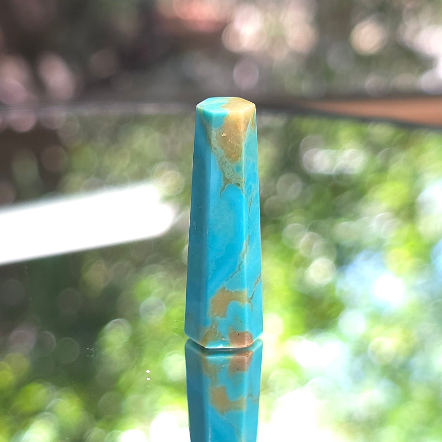 Stabilized Kingman Turquoise Faceted Point