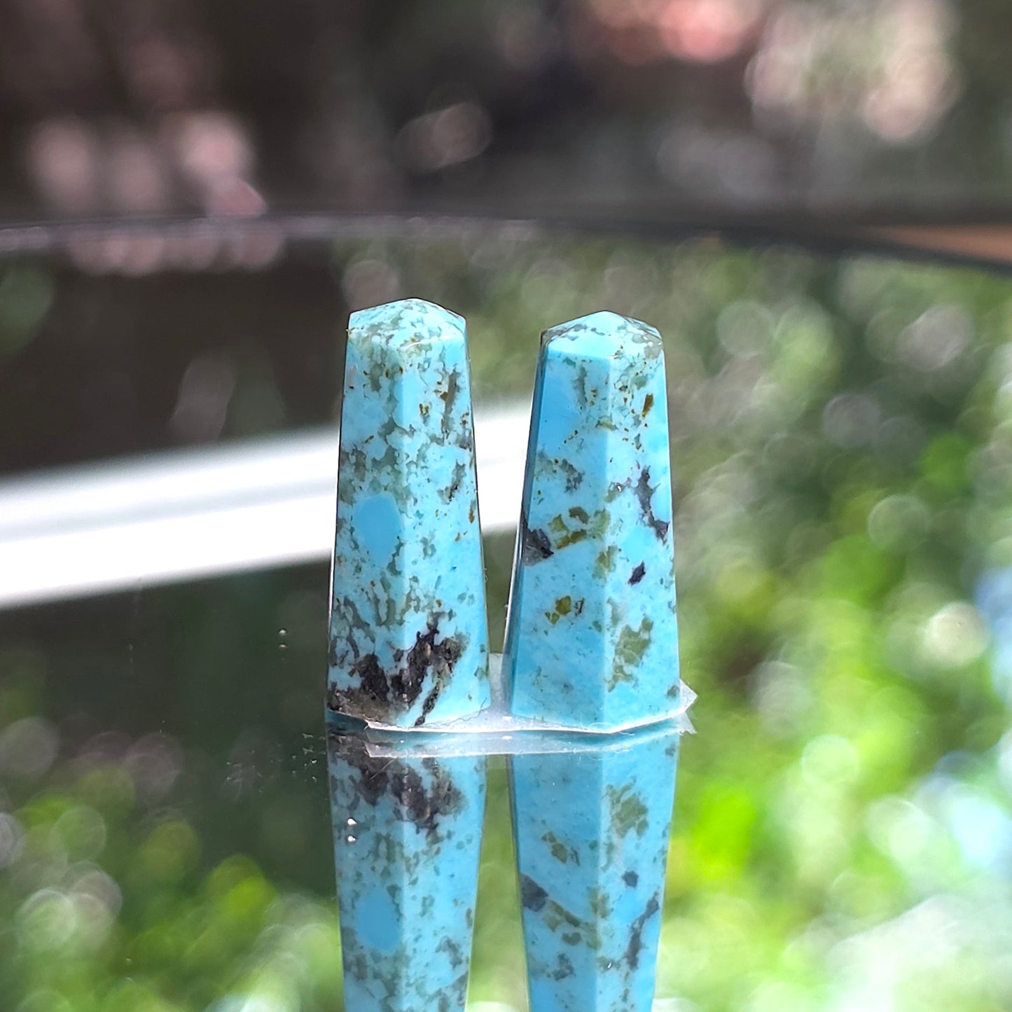Stabilized Kingman Turquoise Faceted Point Pairs