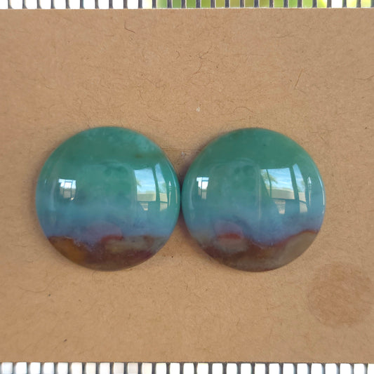 Natural Opalized Wood Round Pairs