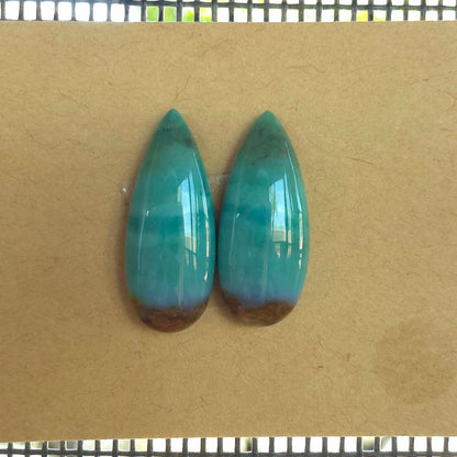 Natural Opalized Wood Pear-Shaped Pairs