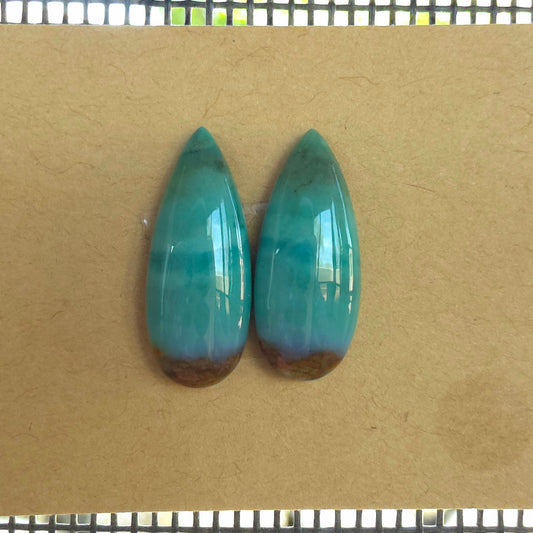 Natural Opalized Wood Pear-Shaped Pairs