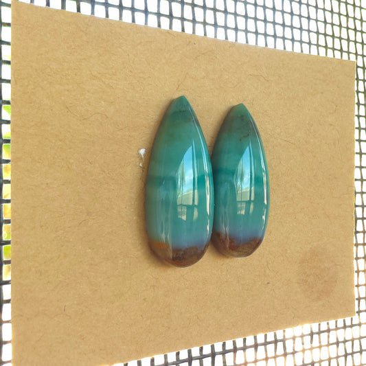 Natural Opalized Wood Pear-Shaped Pairs