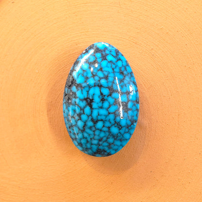Natural Kingman Black Web Turquoise Pear-Shape