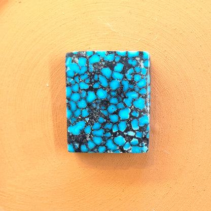 Natural Kingman Black Web Turquoise Rectangular