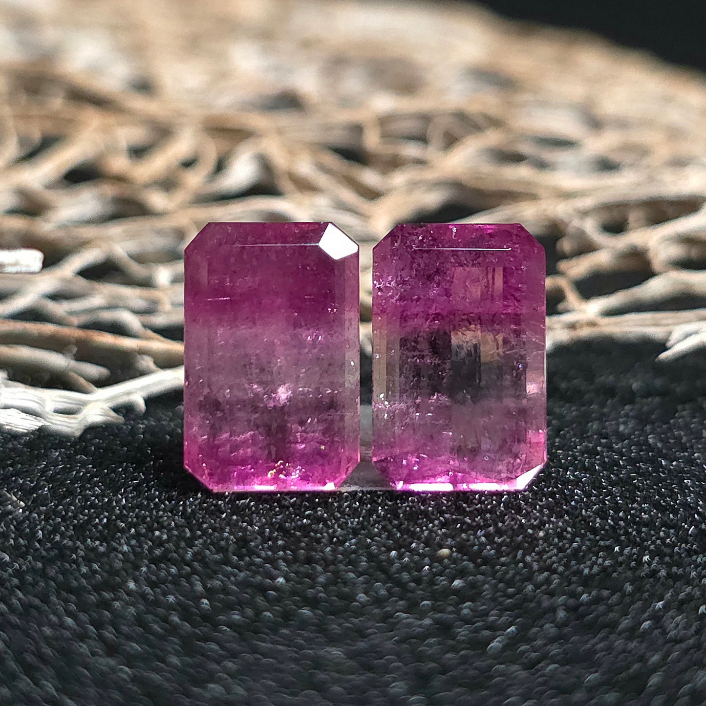 Brazilian Tourmaline (Bicolor) Rectangular Faceted Pair