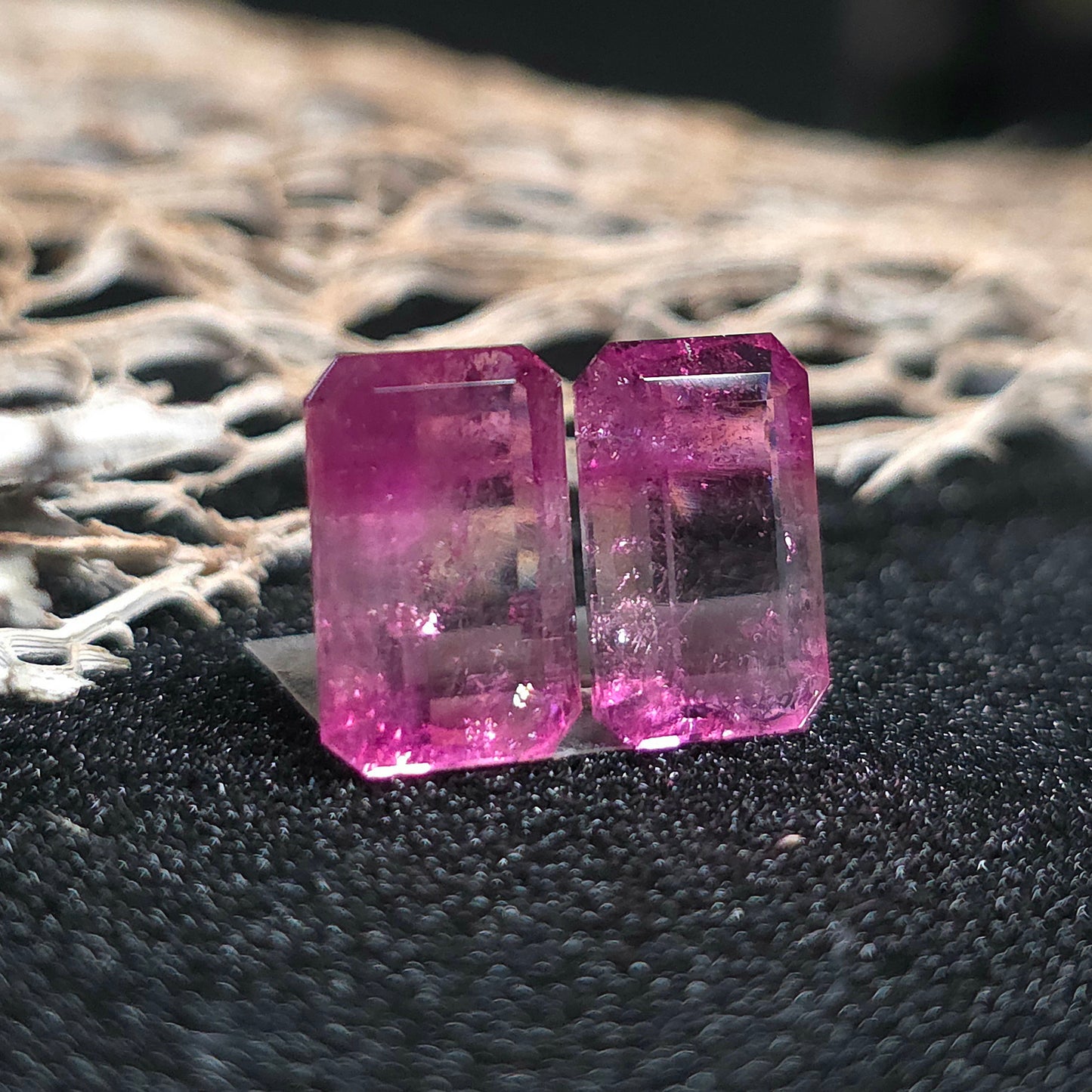 Brazilian Tourmaline (Bicolor) Rectangular Faceted Pair