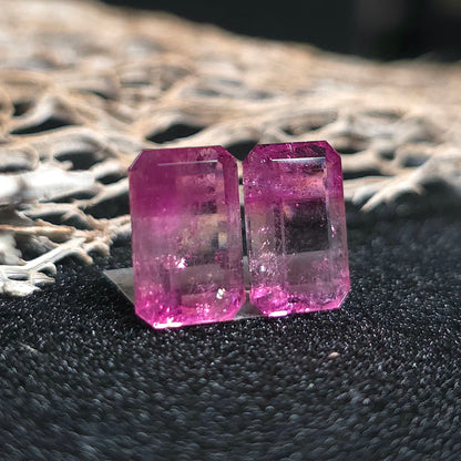 Brazilian Tourmaline (Bicolor) Rectangular Faceted Pair