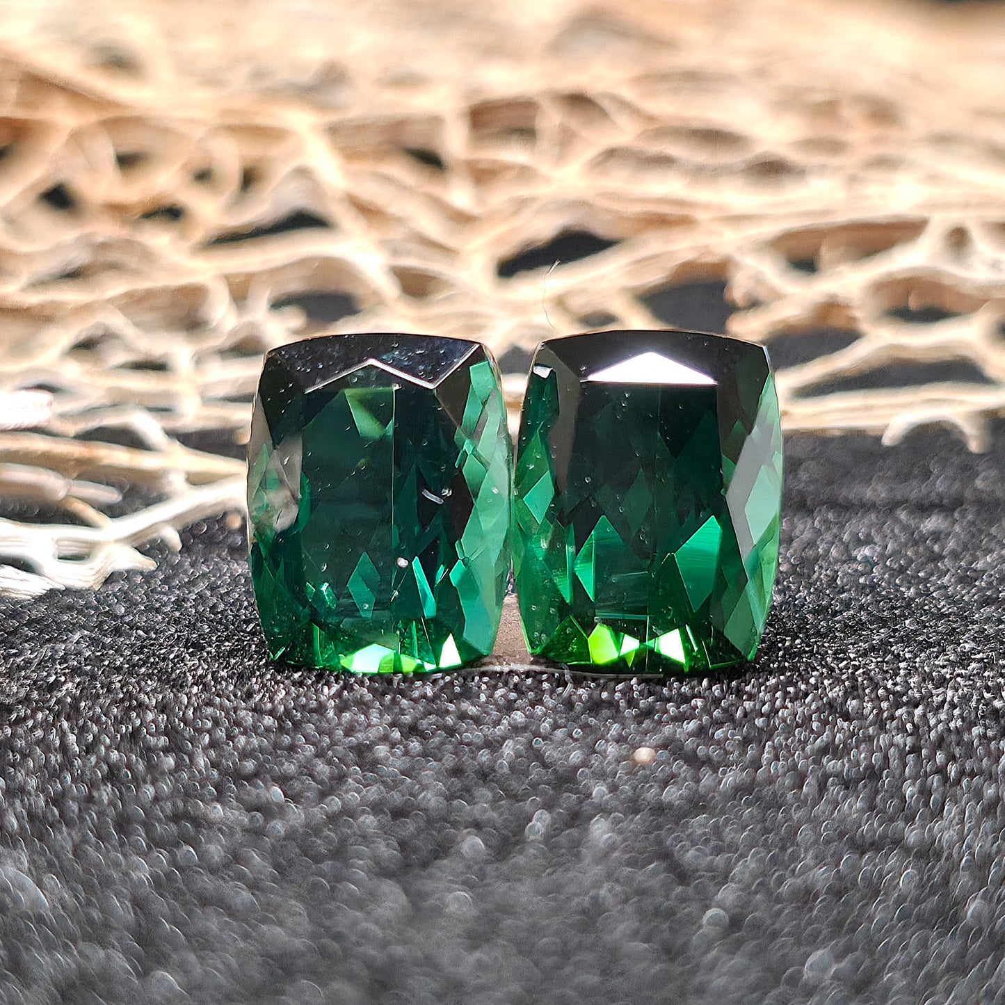Brazilian Tourmaline (Green) Rectangular Faceted Pair