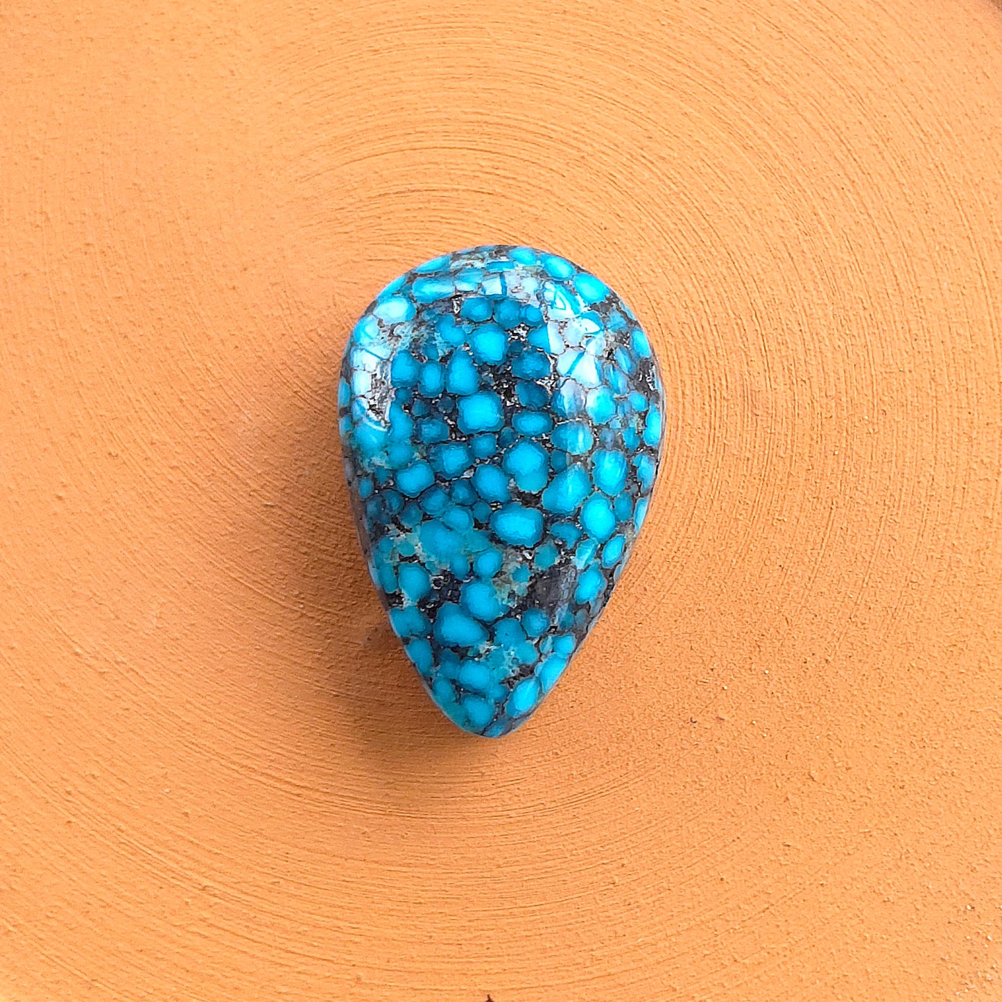 Natural Kingman Black Web Turquoise Pear-Shaped