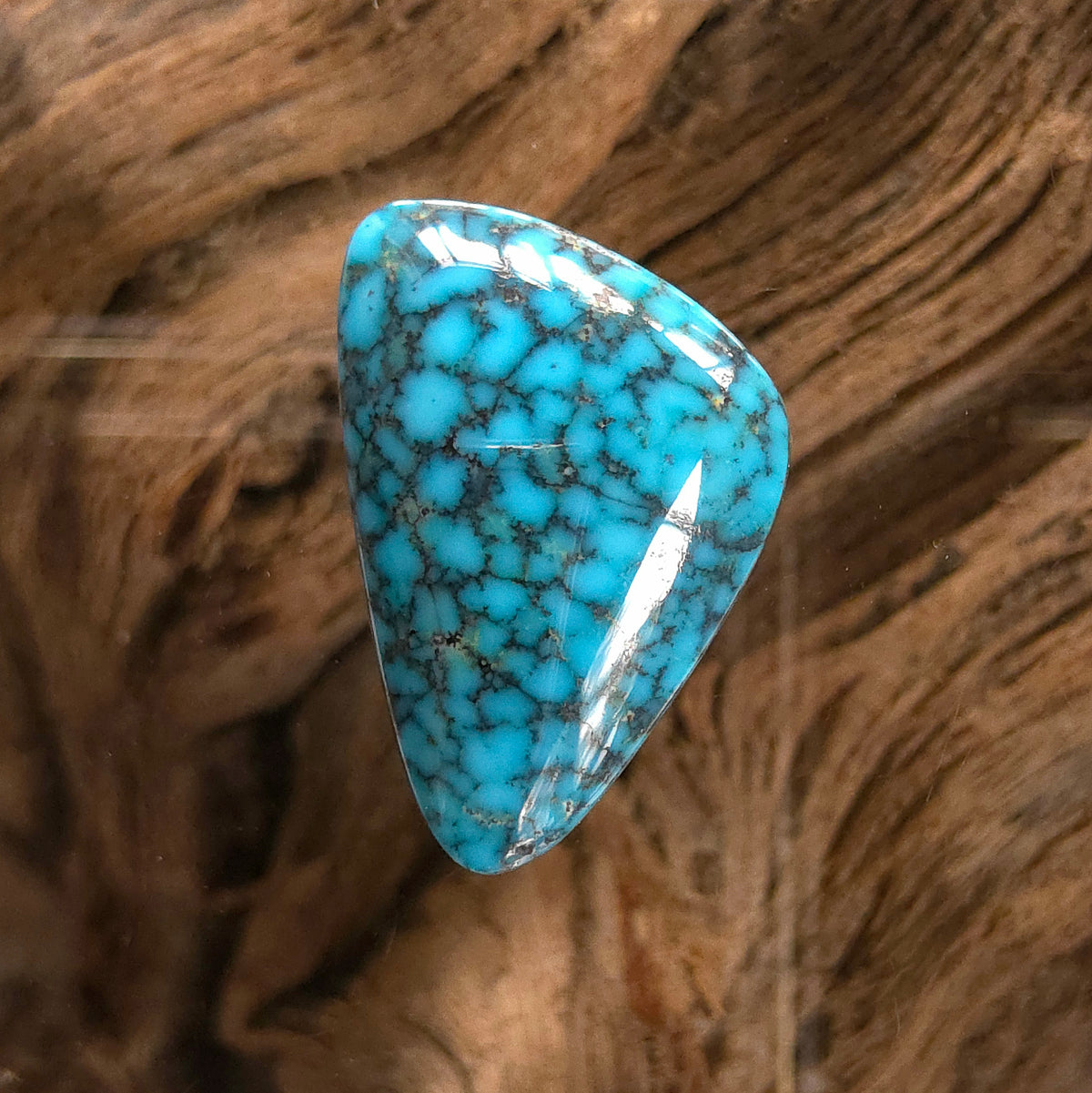 Natural Kingman Black Web Turquoise Triangular