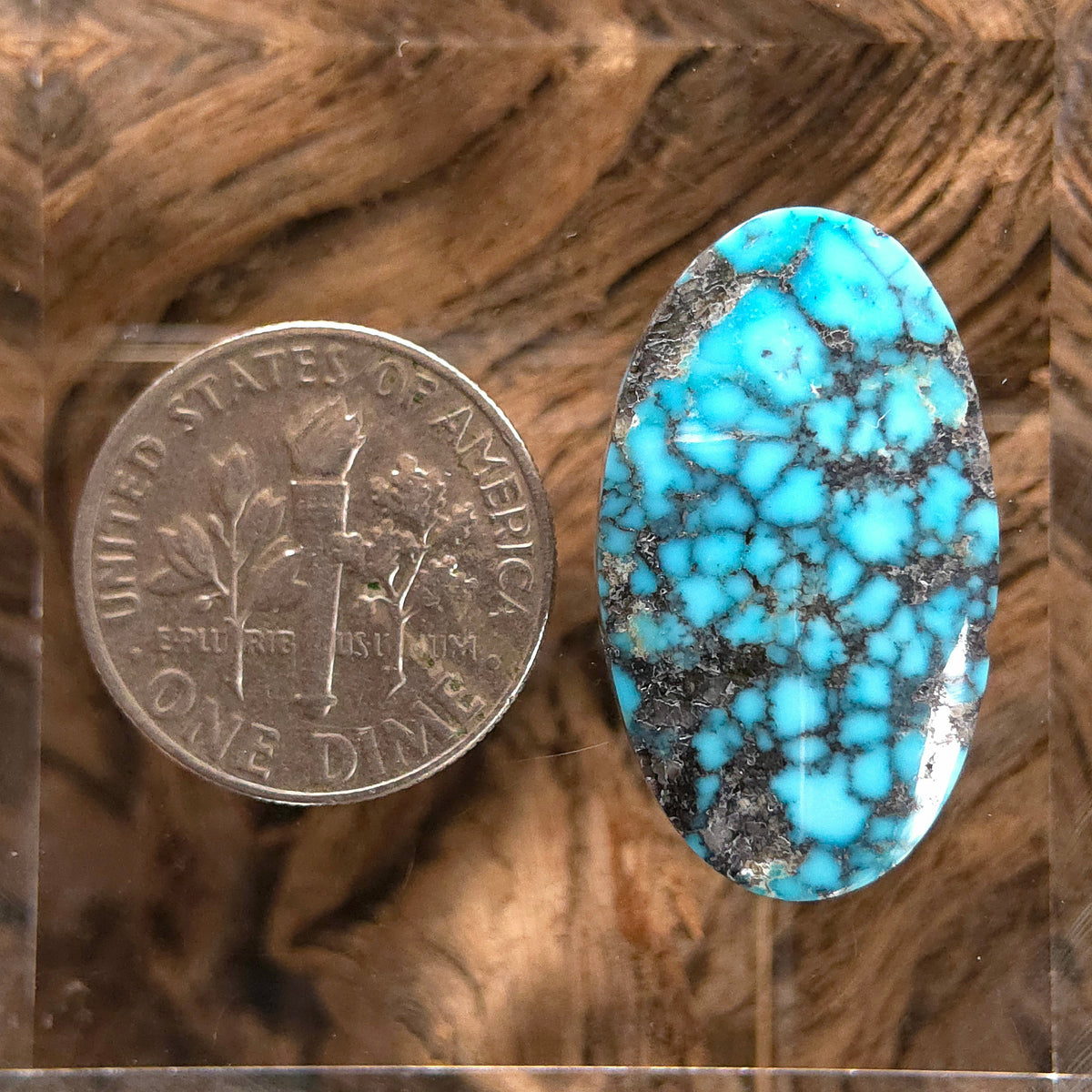Natural Kingman Black Web Turquoise Oval