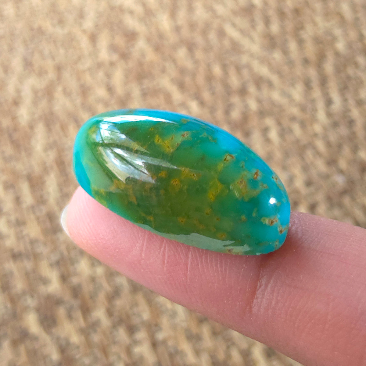Stabilized Kingman Hardy Pit Turquoise Freeform High-Domed Oval