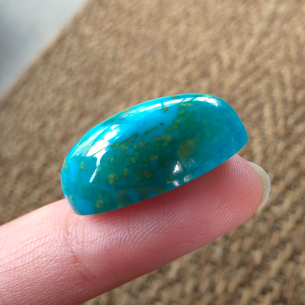 Stabilized Kingman Hardy Pit Turquoise Freeform High-Domed Oval