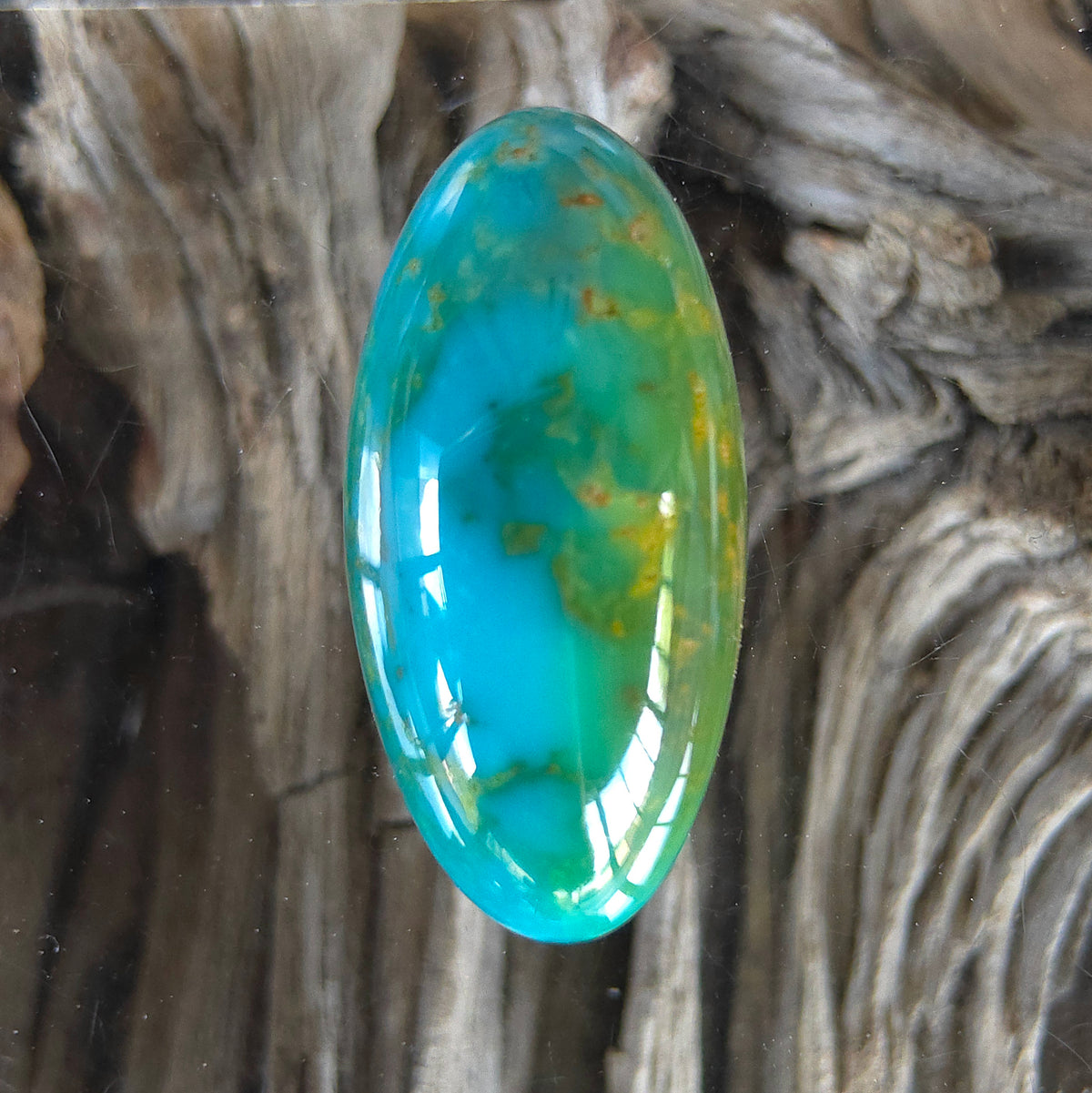Stabilized Kingman Hardy Pit Turquoise Freeform High-Domed Oval