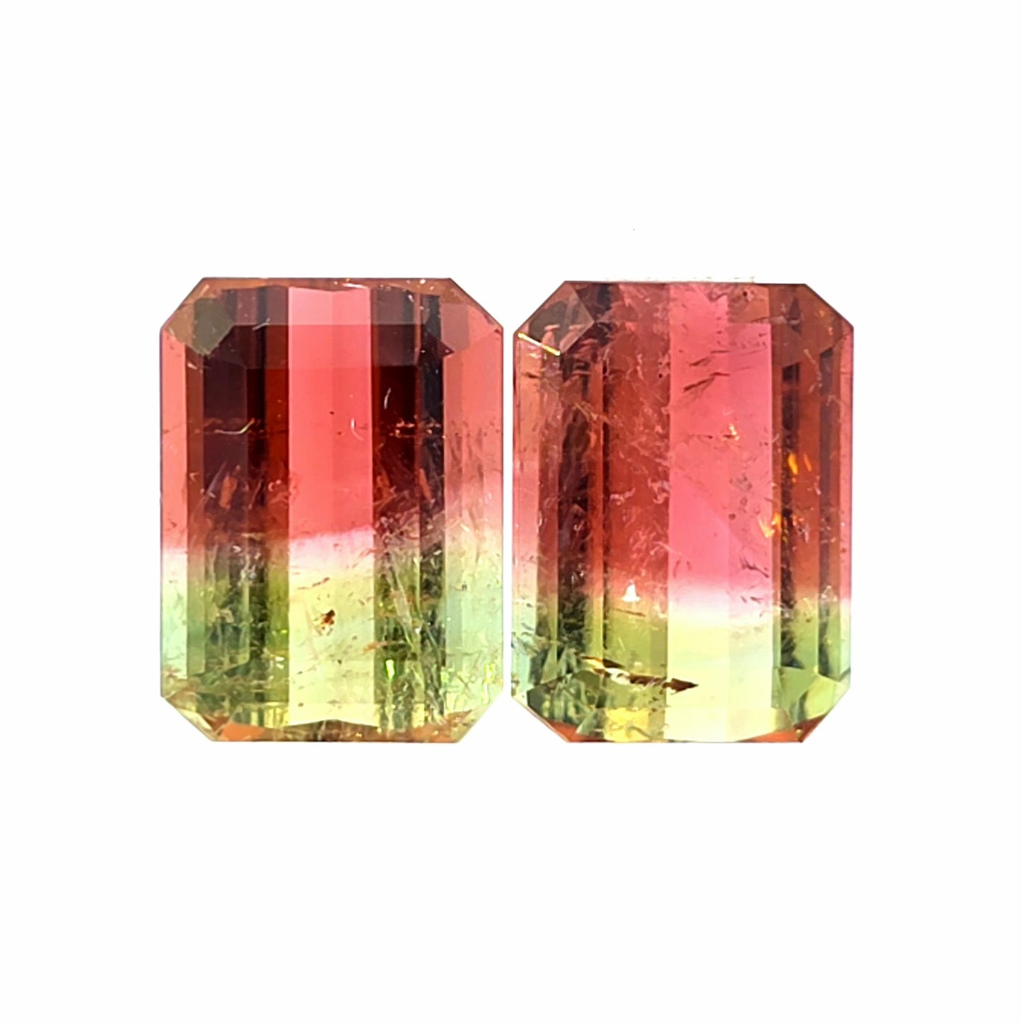 Brazilian Tourmaline (Bicolor) Rectangular Faceted Pair