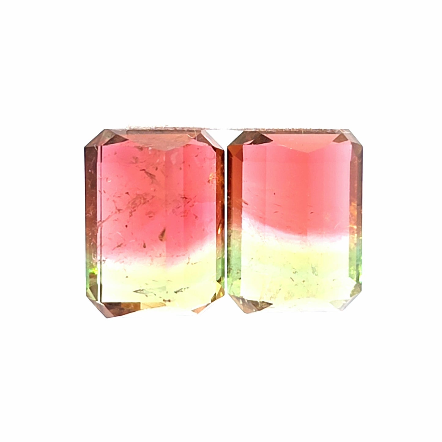 Brazilian Tourmaline (Bicolor) Rectangular Faceted Pair