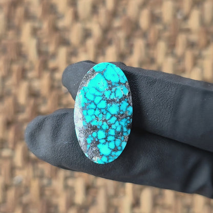 Natural Kingman Black Web Turquoise Oval