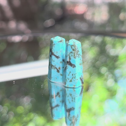 Stabilized Kingman Turquoise Faceted Point Pairs