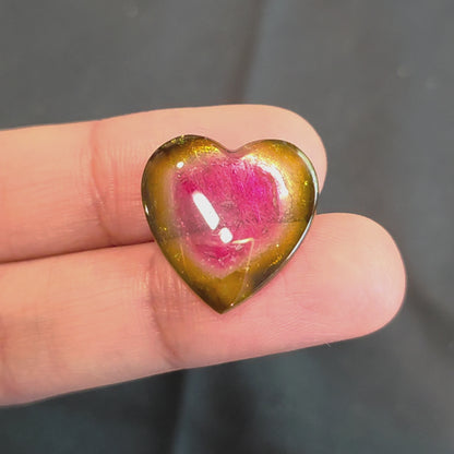 Brazilian Tourmaline (Watermelon) Heart Slice