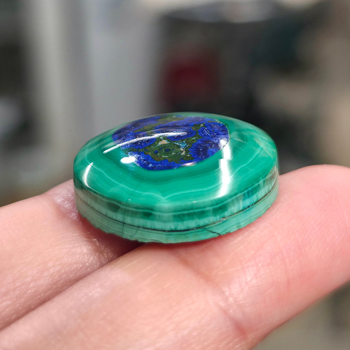 Stabilized Azurite Malachite Round