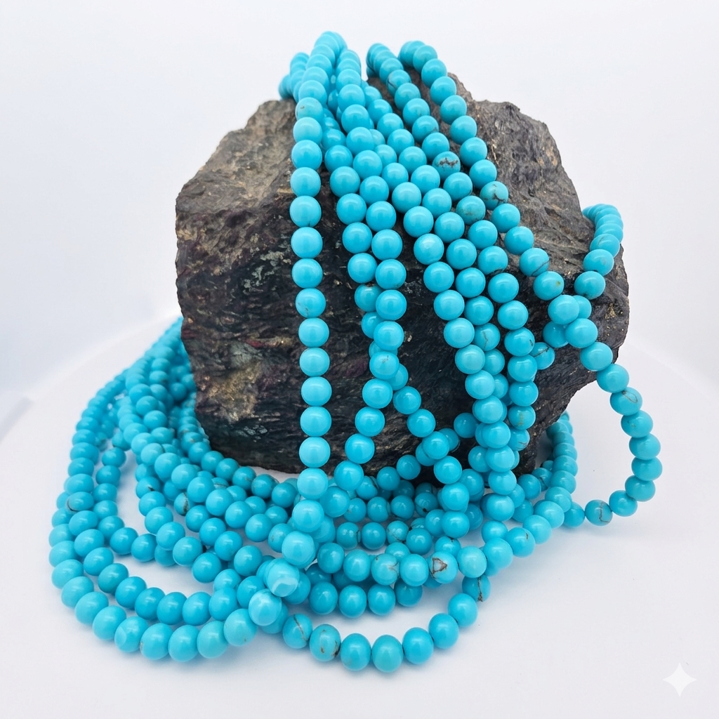 Stabilized Egyptian Prince Turquoise 5mm Beads
